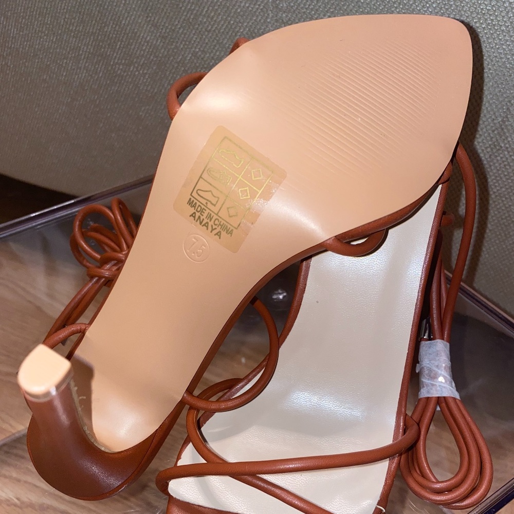 Brown Lace-Up Heels - Picture 4 of 8